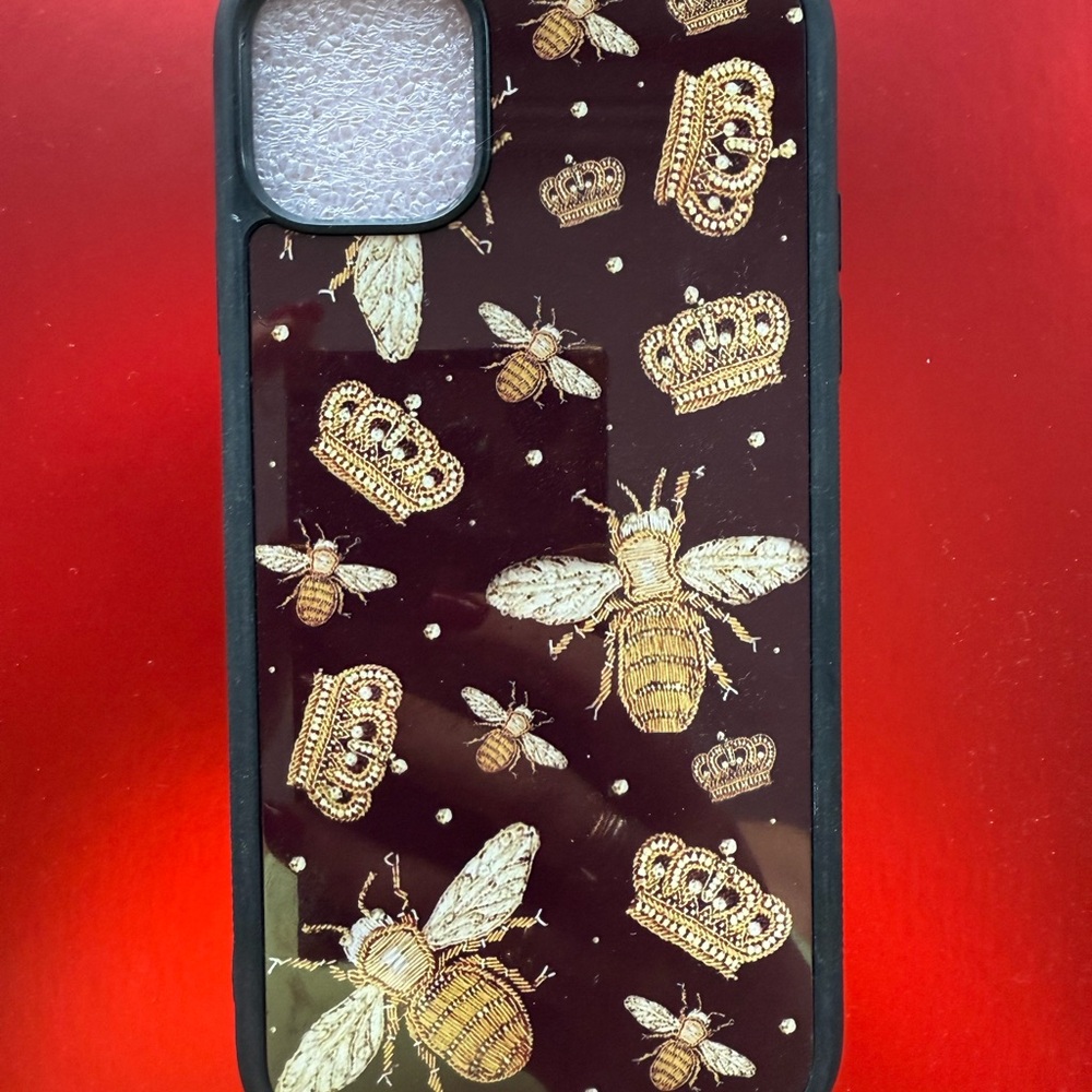 Bee and Crown Design Phone Case - Black and Gold